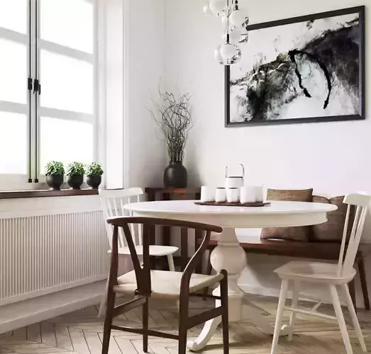 TUTORIAL INTERIOR DINNING ROOM WHITE