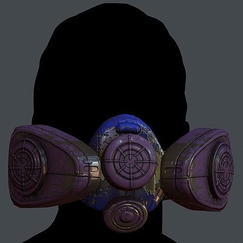 Gas mask helmet 3d model scifi Low-poly  Low-poly 3D model