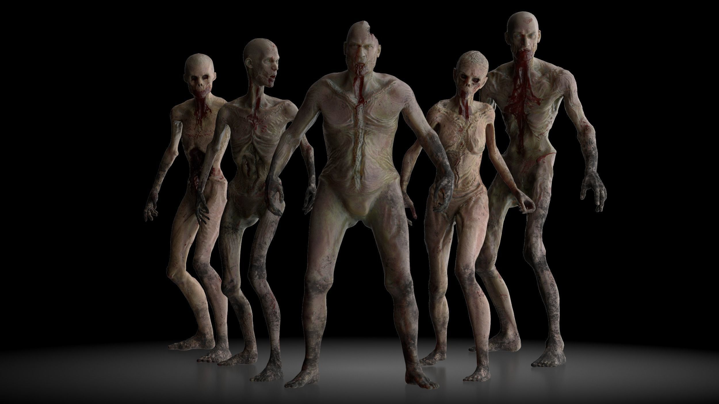 Zombie Pack Rigged Low-poly 3D model_3