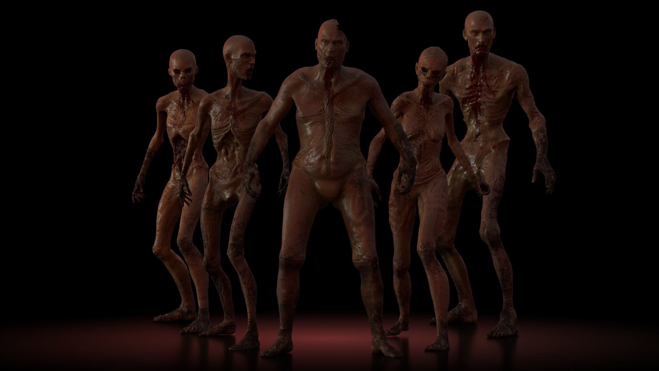 Zombie Pack Rigged Low-poly 3D model_4