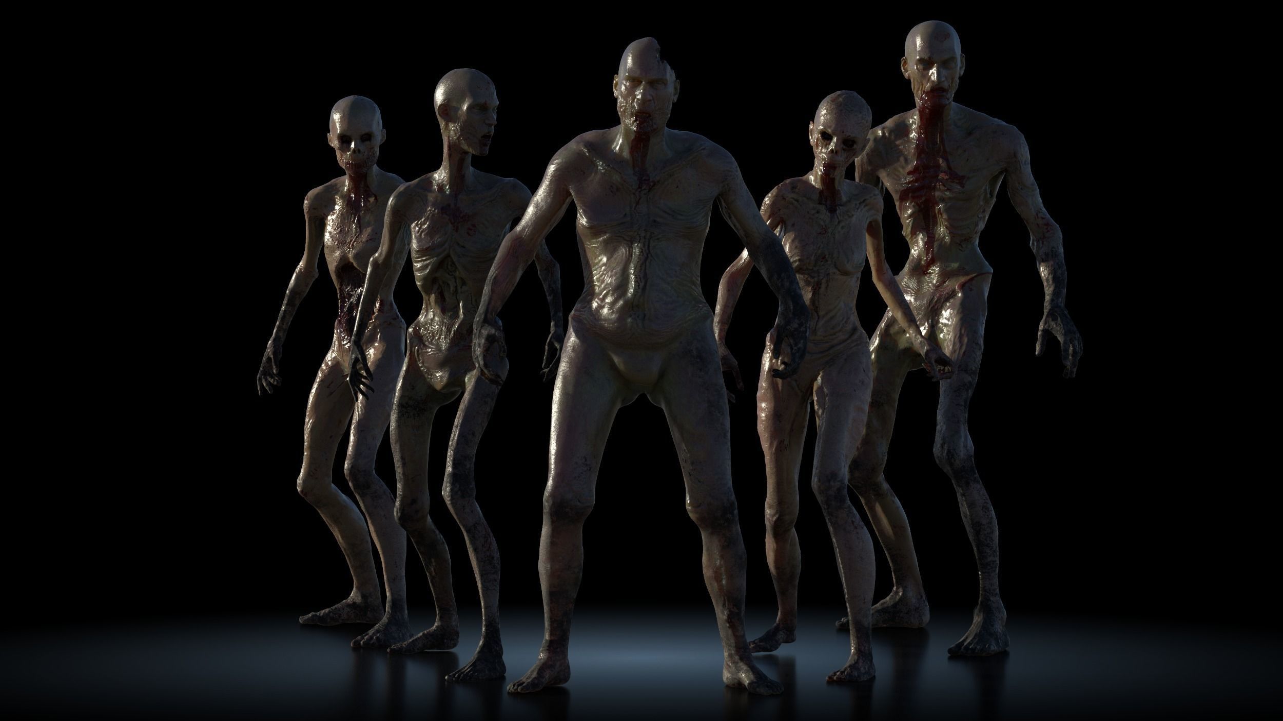 Zombie Pack Rigged Low-poly 3D model_6