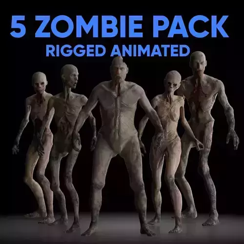 Zombie Pack Rigged Low-poly 3D model