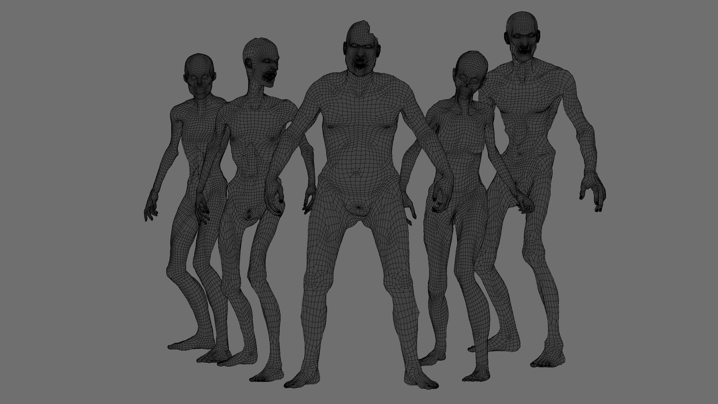 Zombie Pack Rigged Low-poly 3D model_8