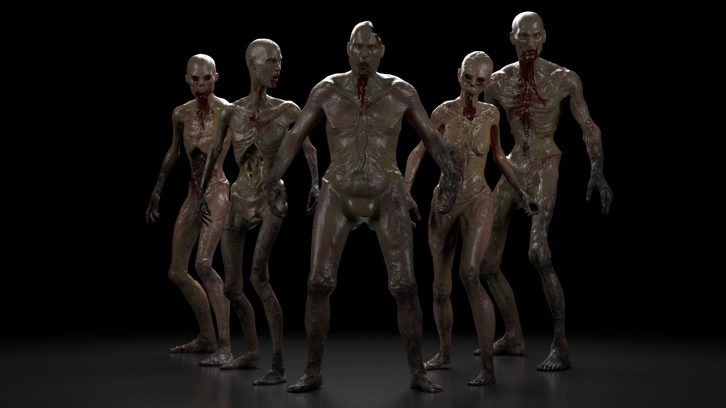 Zombie Pack Rigged Low-poly 3D model_2