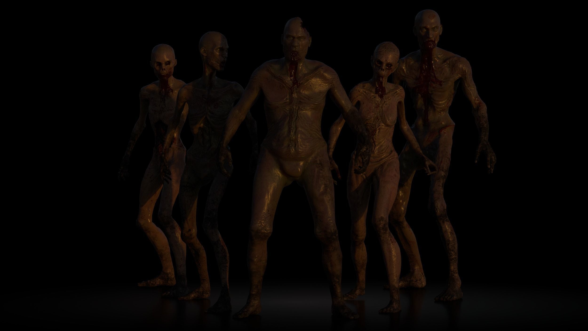 Zombie Pack Rigged Low-poly 3D model_5