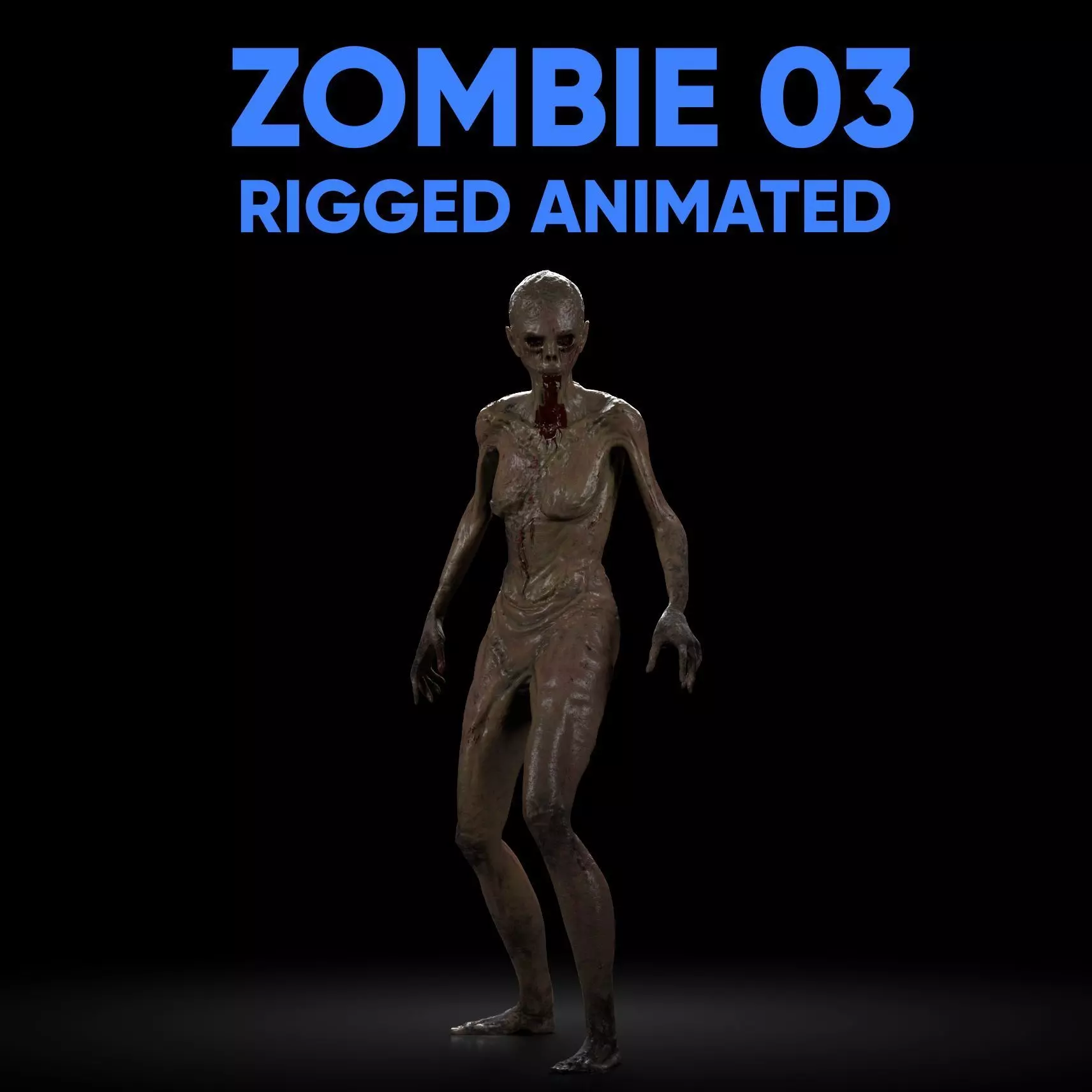 Zombie 03 Rigged Animated Lowpoly Low-poly 3D model_0