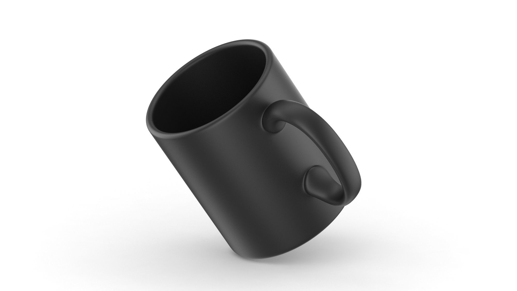 Black Matte Mug Low-poly 3D model_4