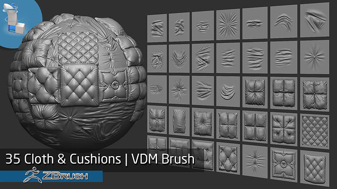 Zbrush - 35 Cloth and Cushions VDM Brush 3D model