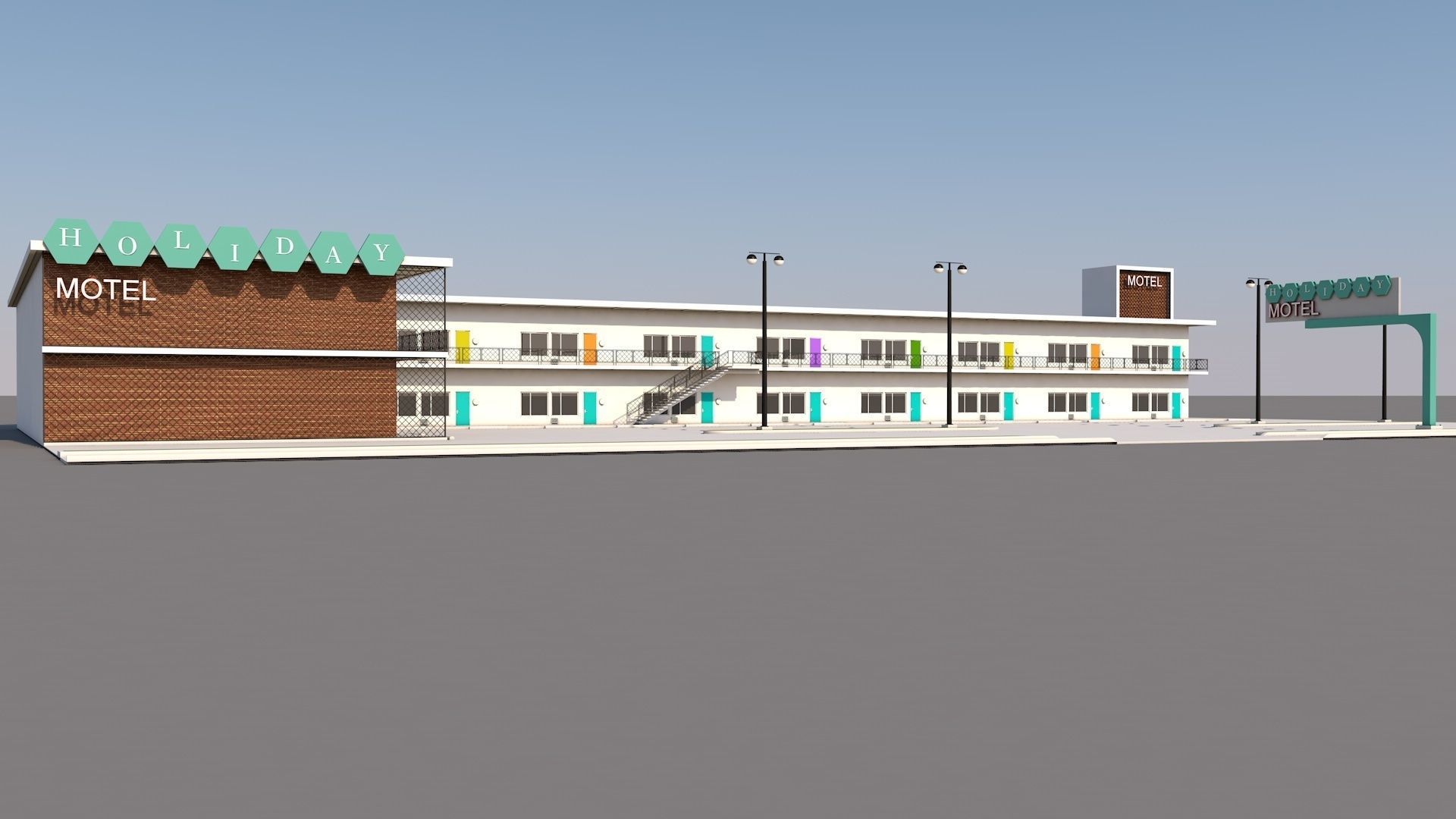 Mid Century Motel 3D model_1