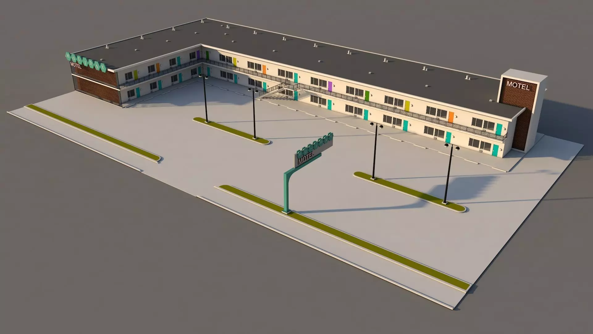 Mid Century Motel 3D model_0