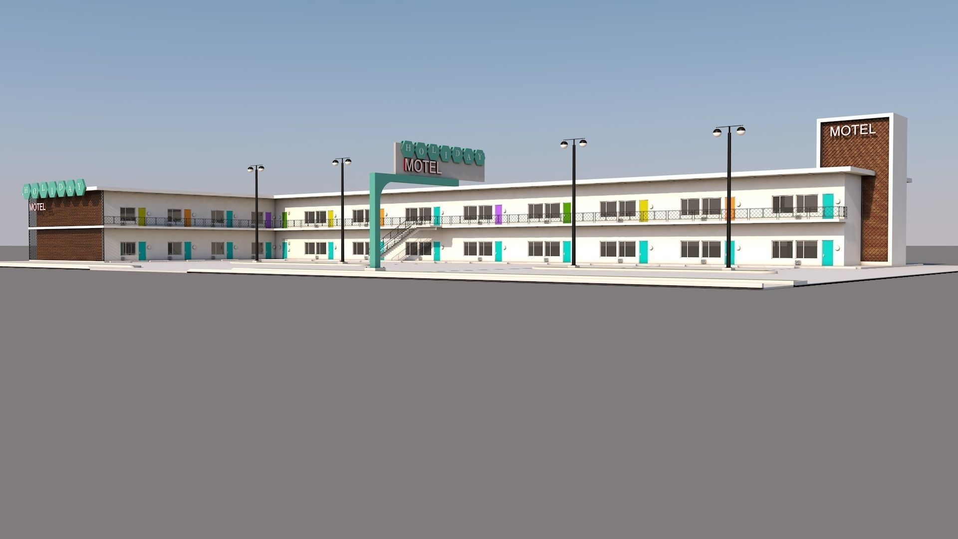 Mid Century Motel 3D model_2