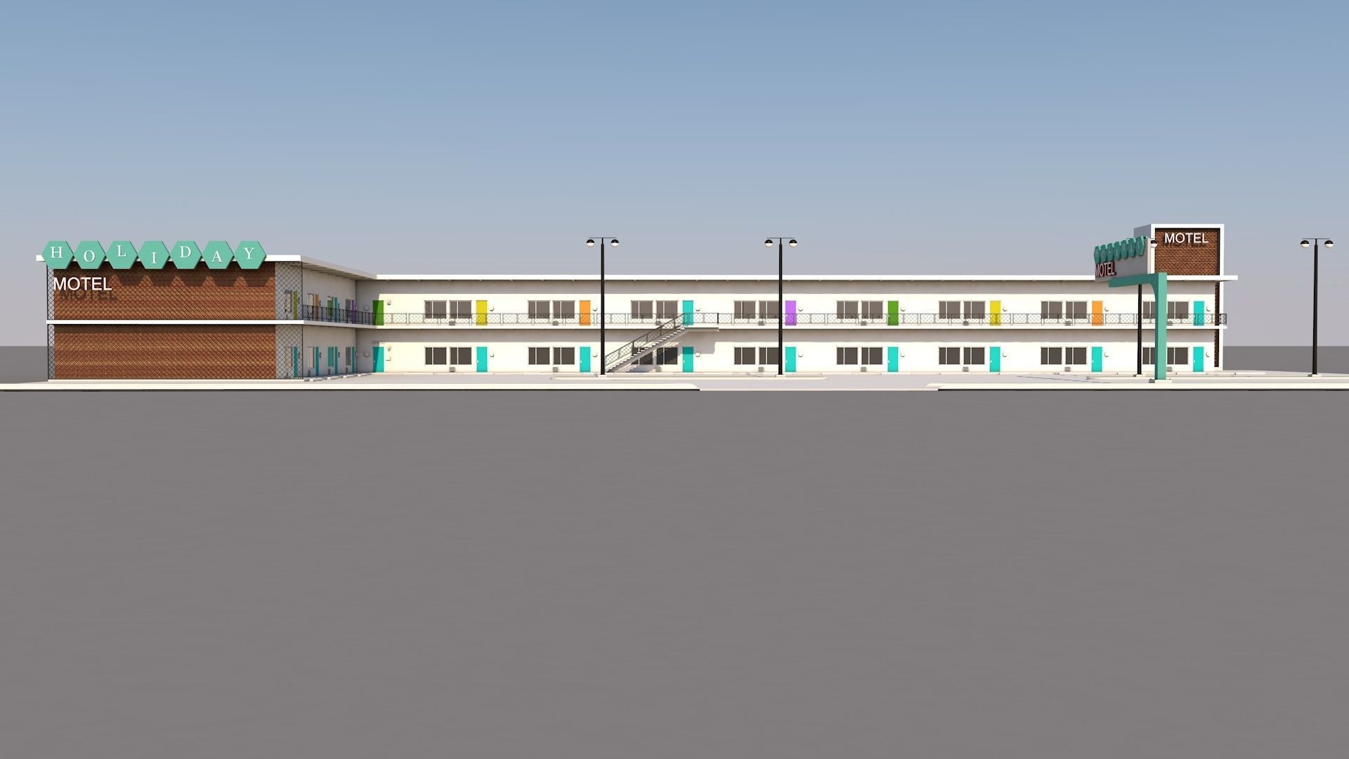 Mid Century Motel 3D model_3
