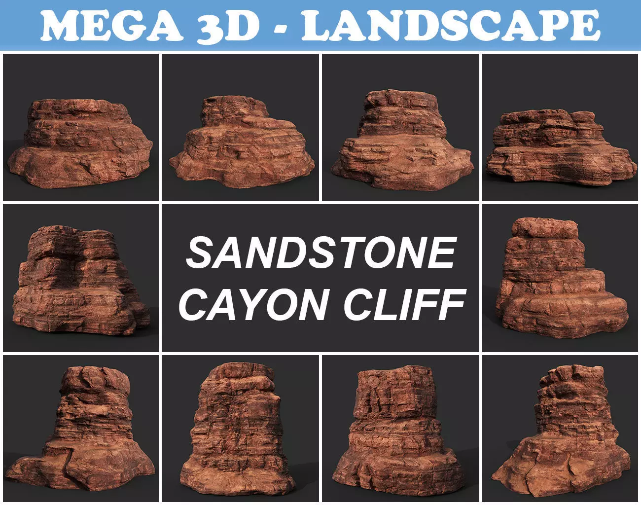 Low poly Sandstone Canyon Cliff 210223 Low-poly 3D model_0