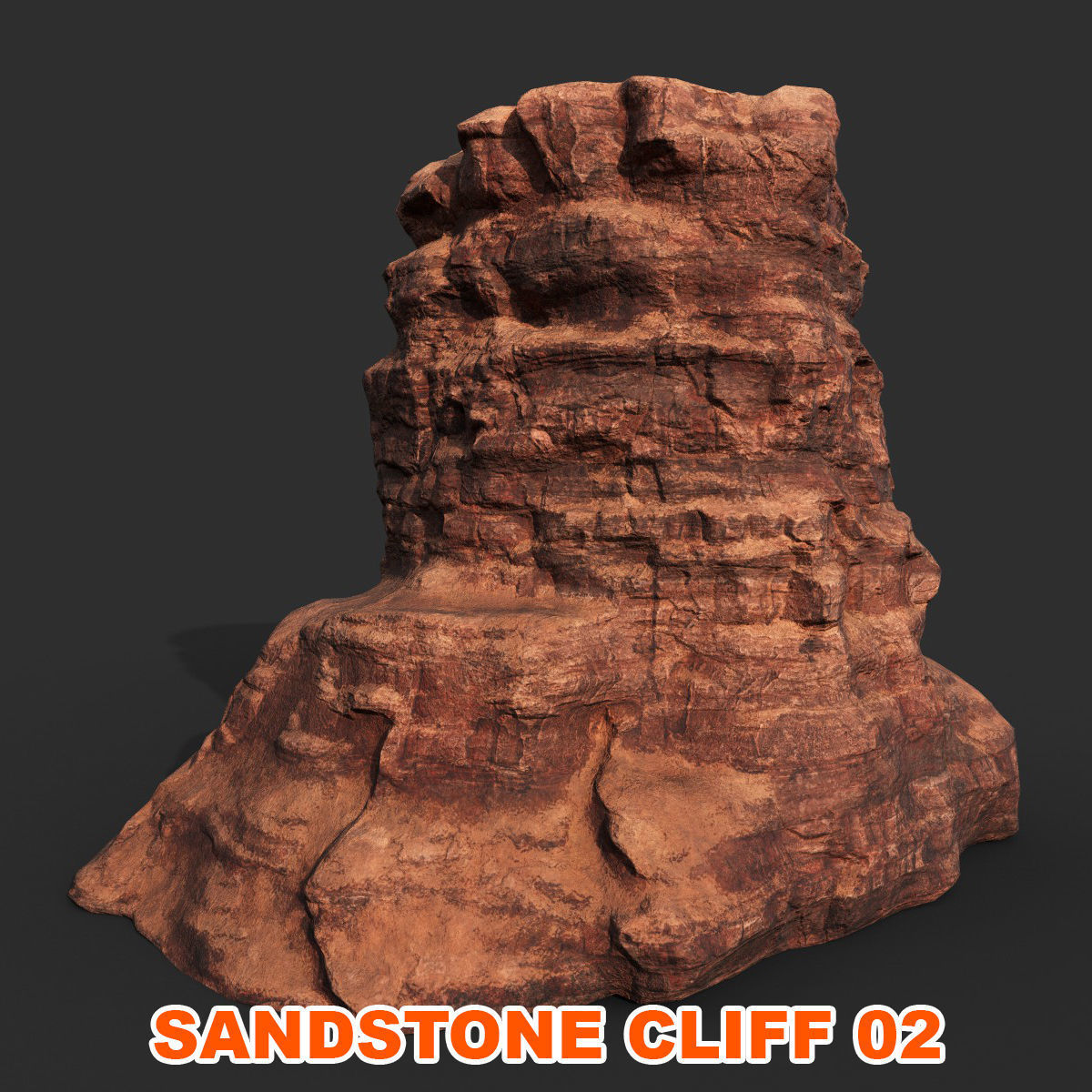 Low poly Sandstone Canyon Cliff 210223 Low-poly 3D model_6