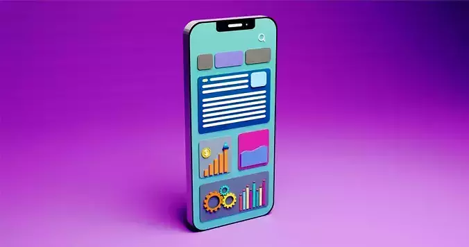 3D Model Design User Interface Mobile Apps