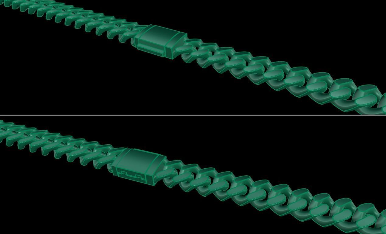 Cuban Chain Bracelet Necklace Link SIZE 10MM Width 3D print model_13