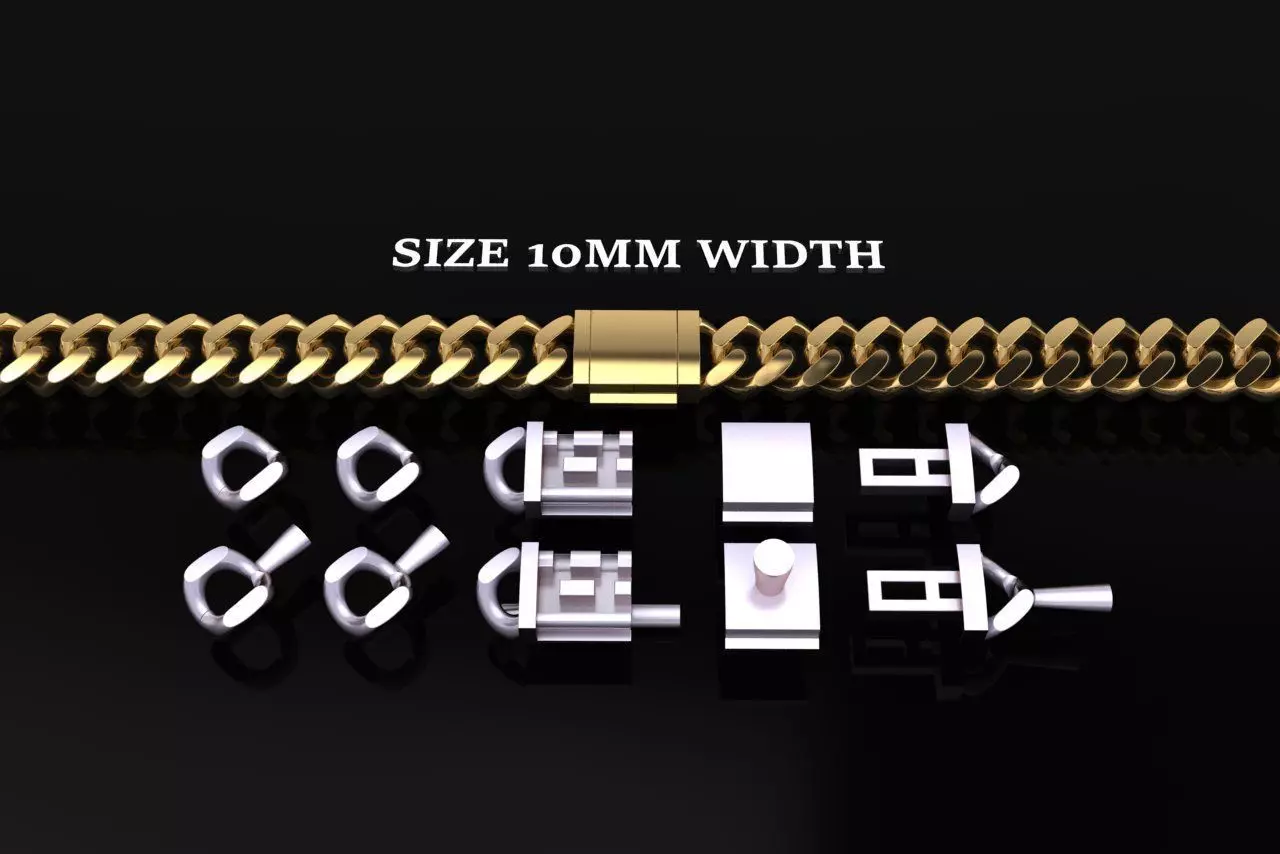 Cuban Chain Bracelet Necklace Link SIZE 10MM Width 3D print model_0