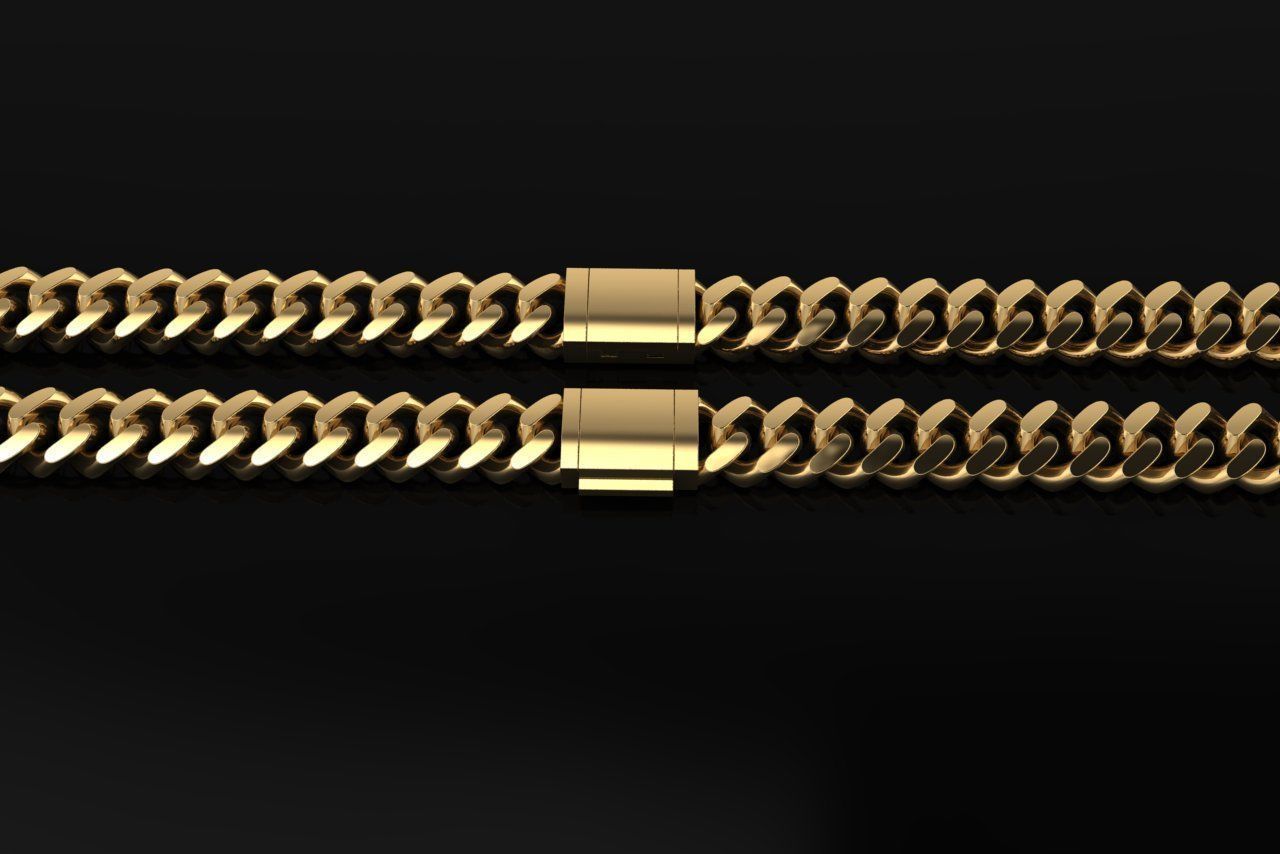 Cuban Chain Bracelet Necklace Link SIZE 10MM Width 3D print model_1