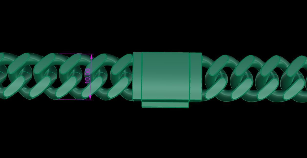 Cuban Chain Bracelet Necklace Link SIZE 10MM Width 3D print model_11