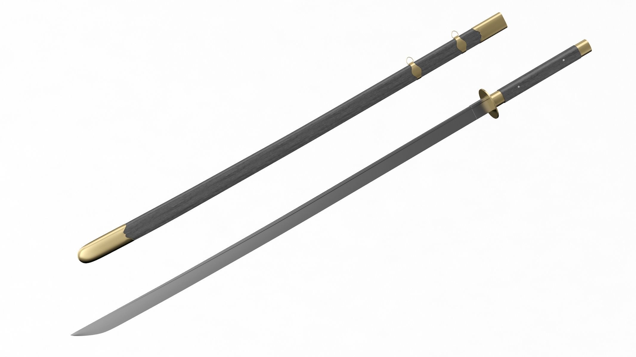 Changdao samurai sword Low-poly 3D model_1