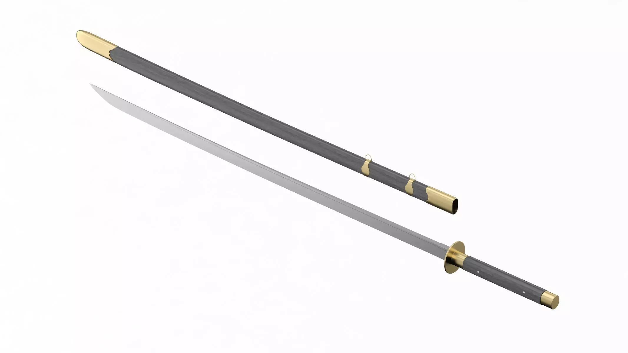 Changdao samurai sword Low-poly 3D model_0