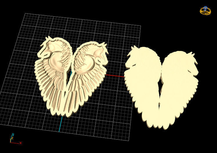 horse wings cnc printable sterling gold sterling 3D model 3D print model_7