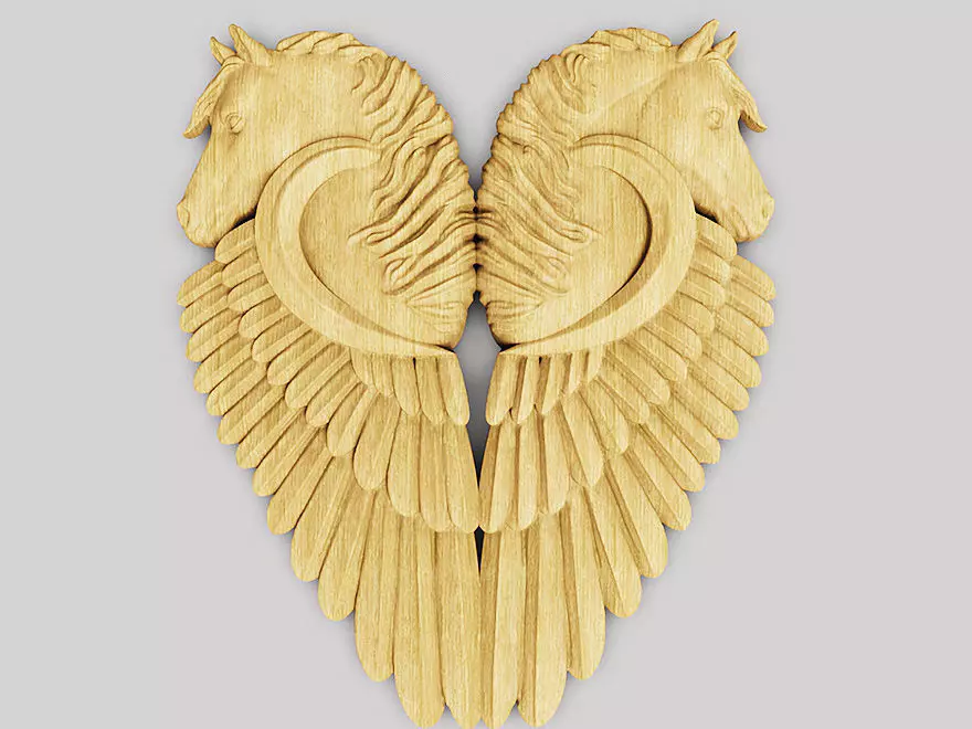 horse wings cnc printable sterling gold sterling 3D model 3D print model_0