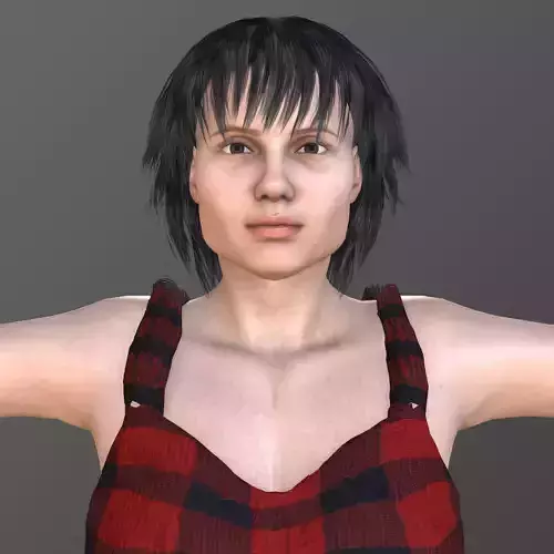 BELLA woman in plaid shirt and shorts Low-poly 3D model