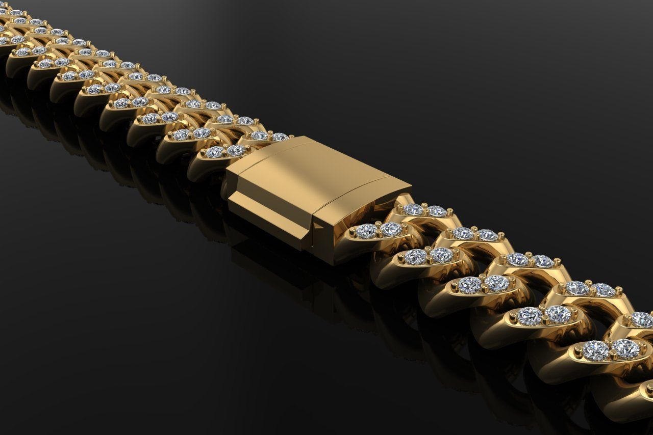 Cuban Diamond Chain Bracelet Necklace Link SIZE 10MM Width 3D print model_3