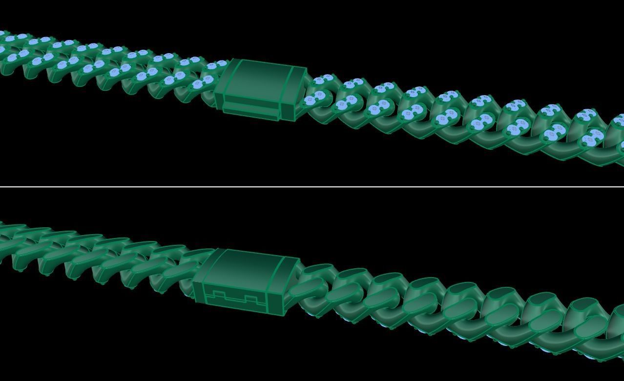 Cuban Diamond Chain Bracelet Necklace Link SIZE 10MM Width 3D print model_13