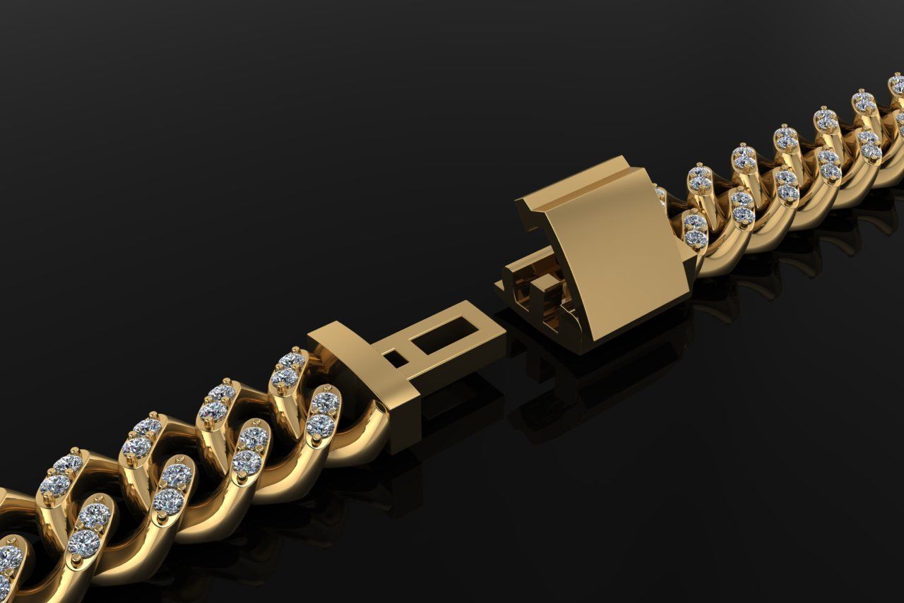 Cuban Diamond Chain Bracelet Necklace Link SIZE 10MM Width 3D print model_2