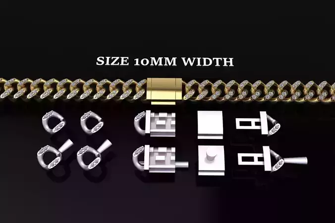 Cuban Diamond Chain Bracelet Necklace Link SIZE 10MM Width