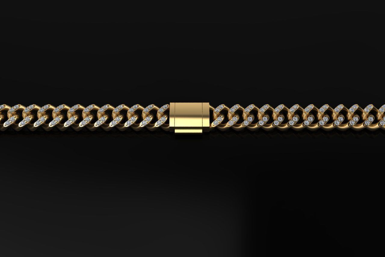 Cuban Diamond Chain Bracelet Necklace Link SIZE 10MM Width 3D print model_5