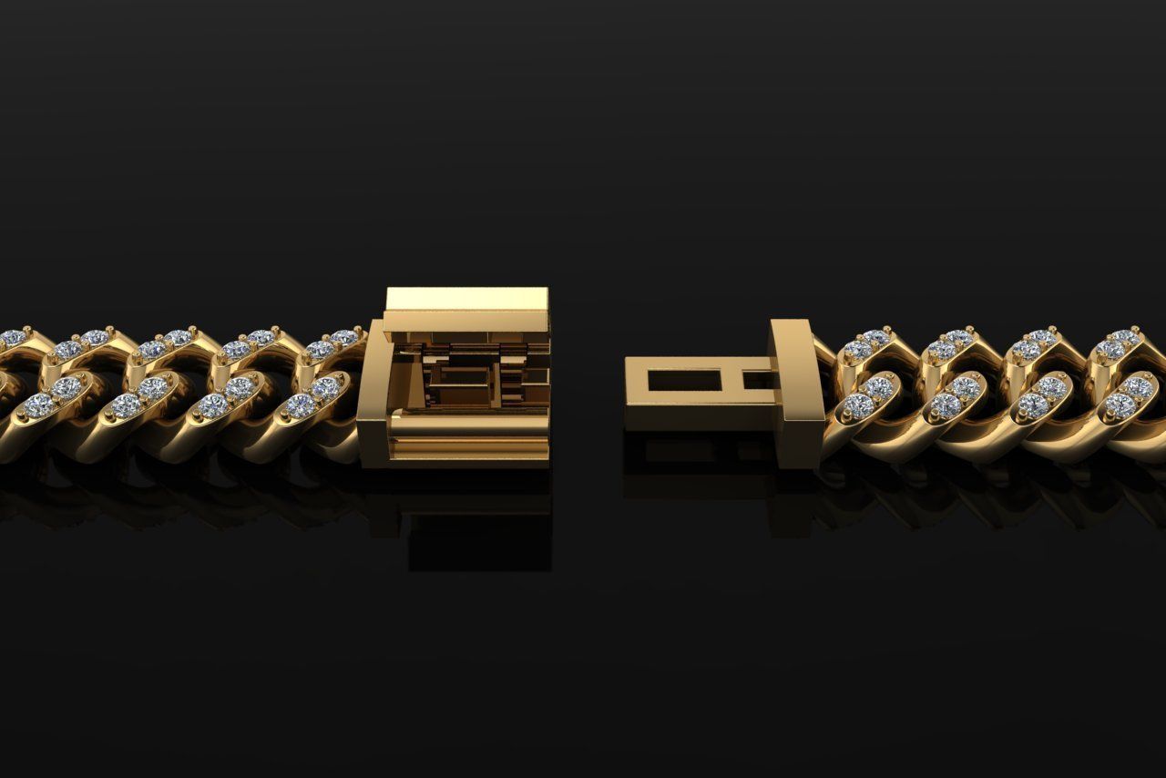 Cuban Diamond Chain Bracelet Necklace Link SIZE 10MM Width 3D print model_1