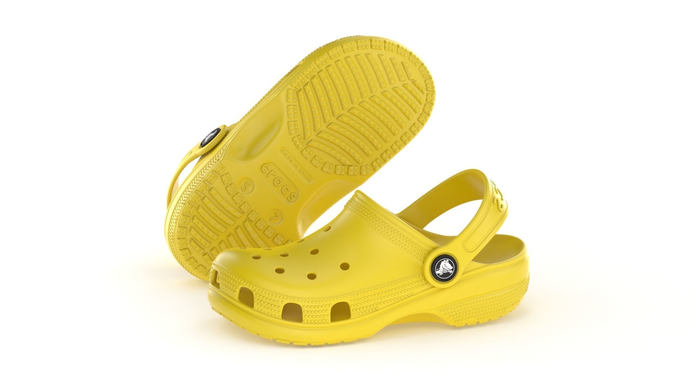  Crocs Classic Clog Lemon 3D model_3