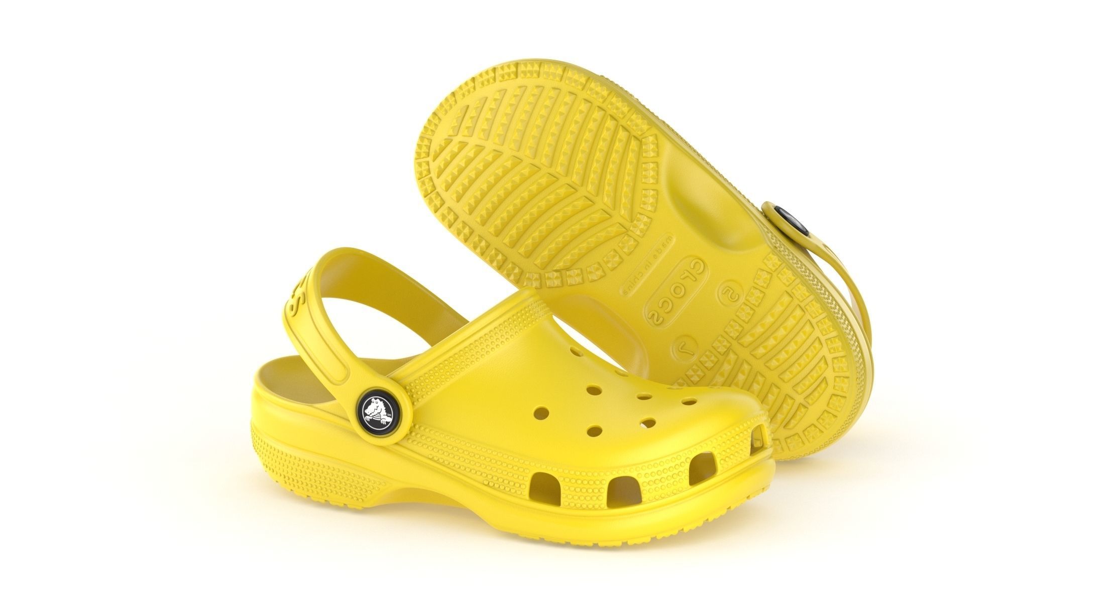  Crocs Classic Clog Lemon 3D model_2