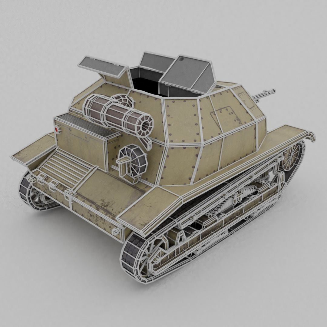 TKS tankette Low-poly 3D model_8