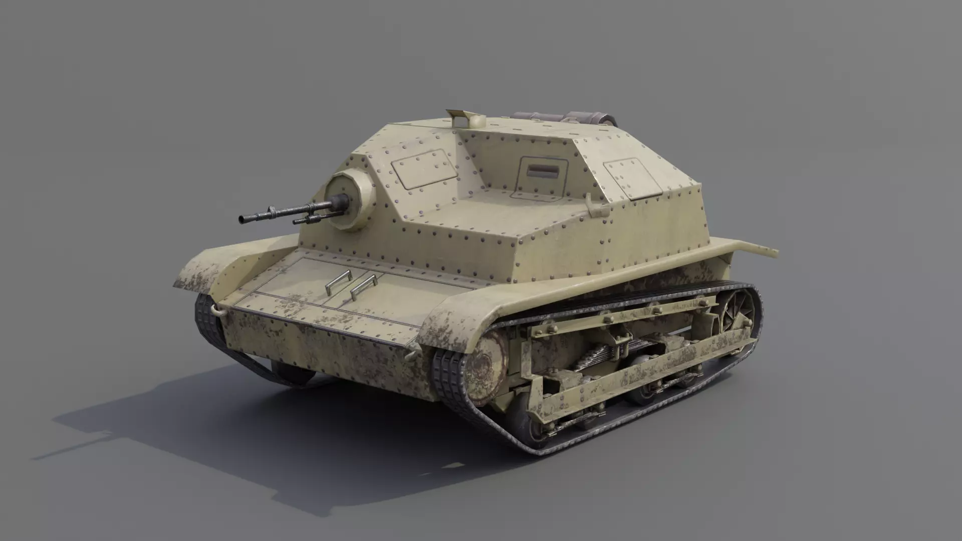 TKS tankette Low-poly 3D model_0