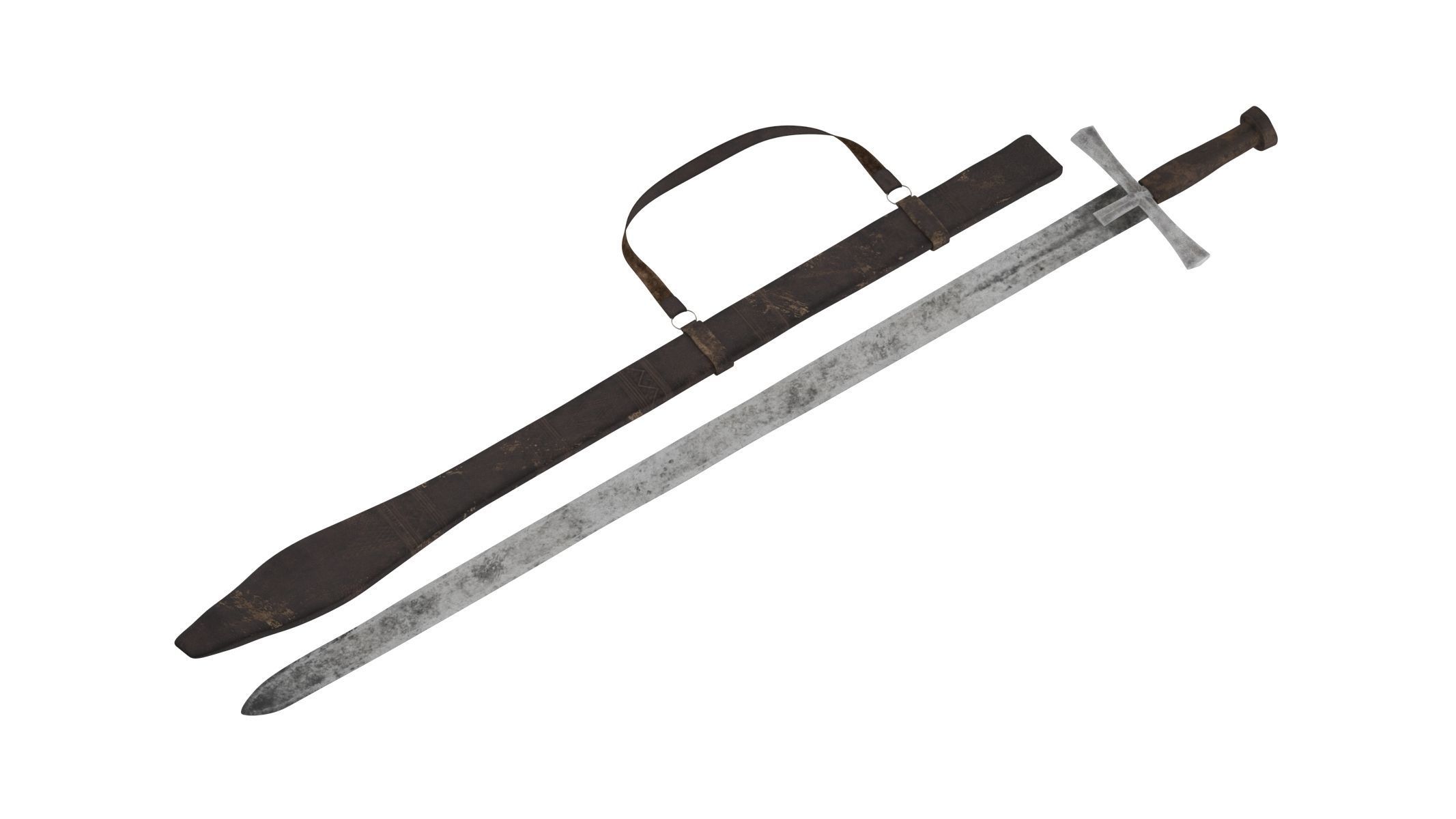 Kaskara medieval sword Low-poly 3D model_2