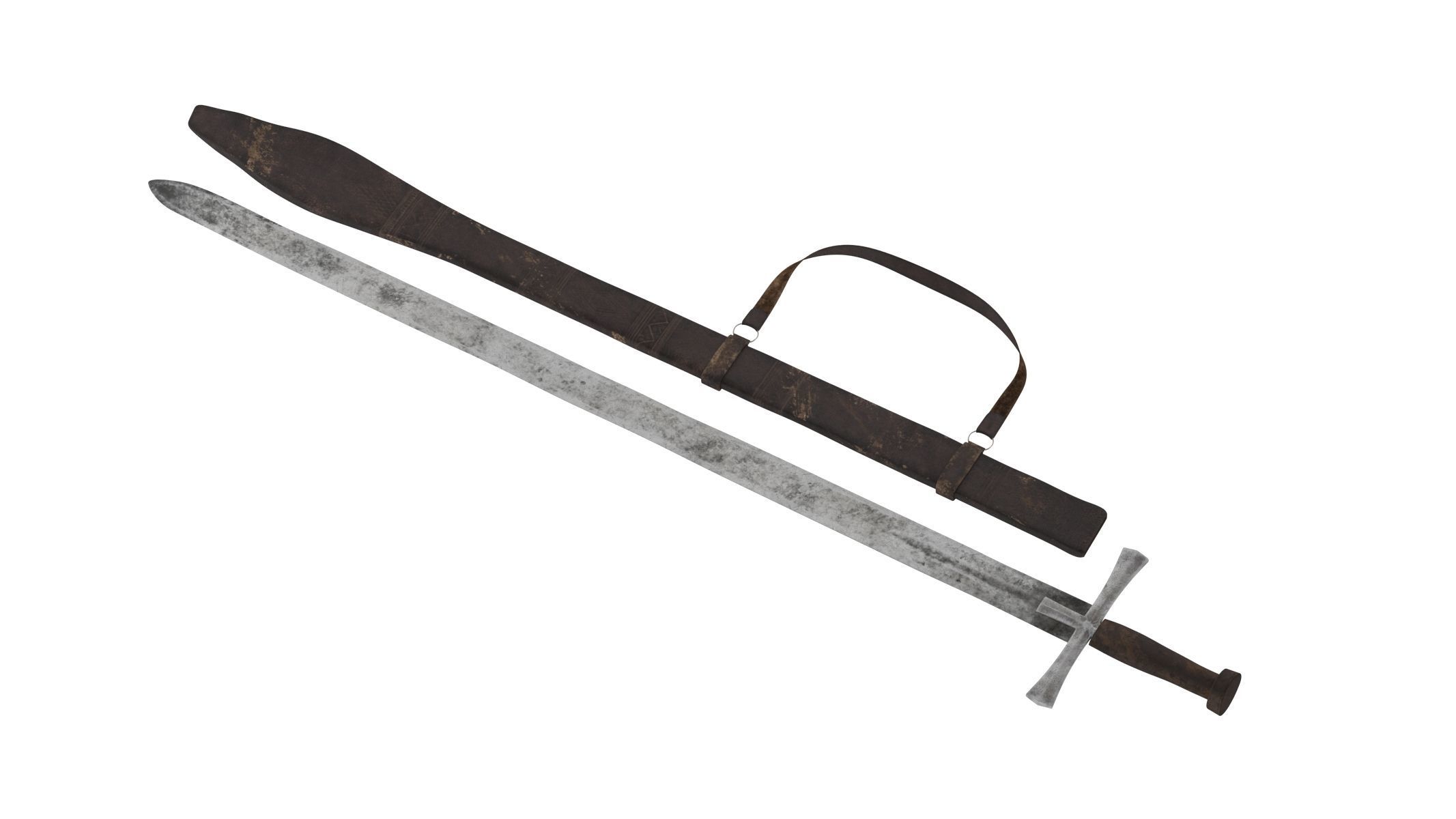 Kaskara medieval sword Low-poly 3D model_1