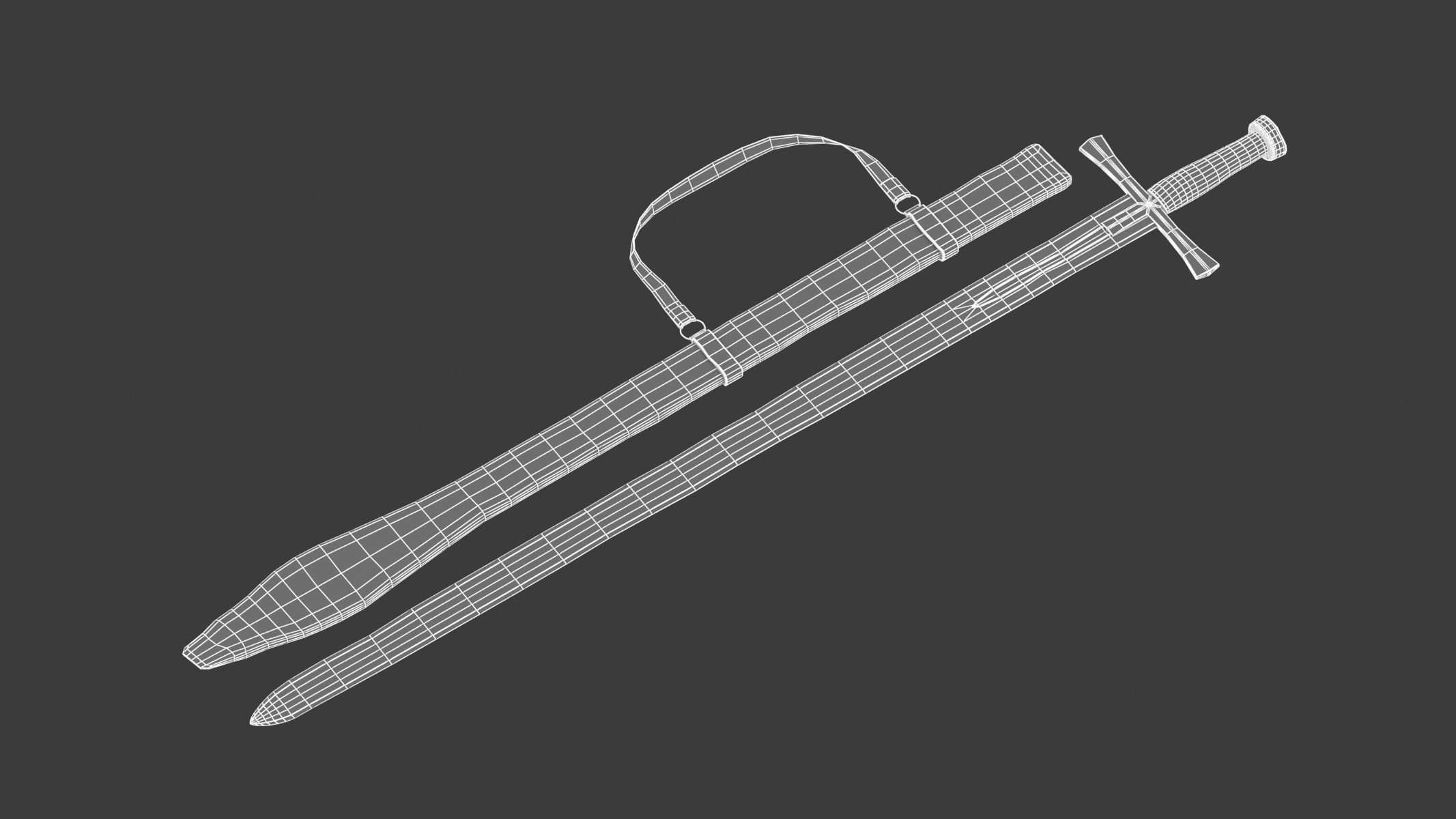 Kaskara medieval sword Low-poly 3D model_7