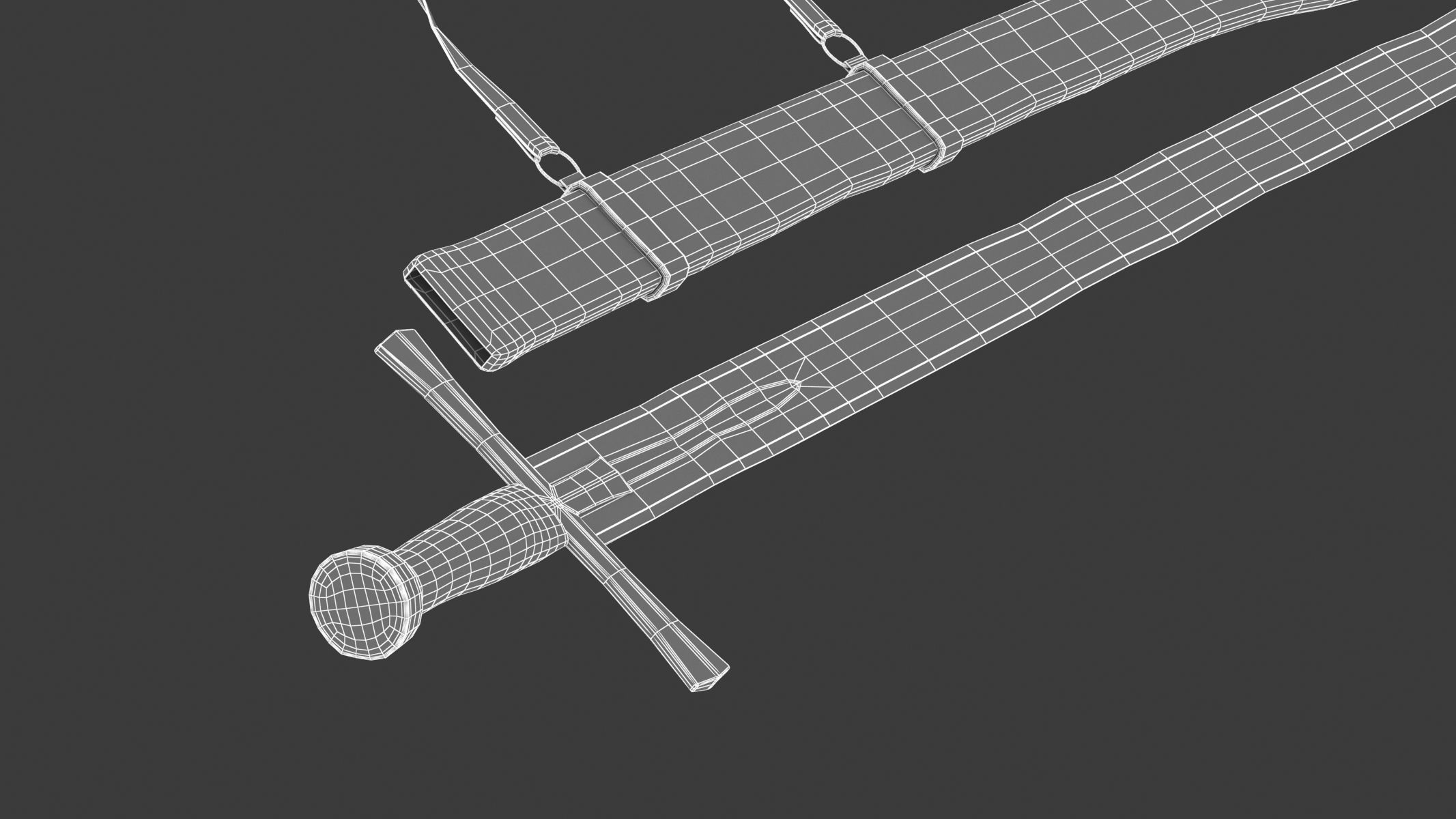 Kaskara medieval sword Low-poly 3D model_9