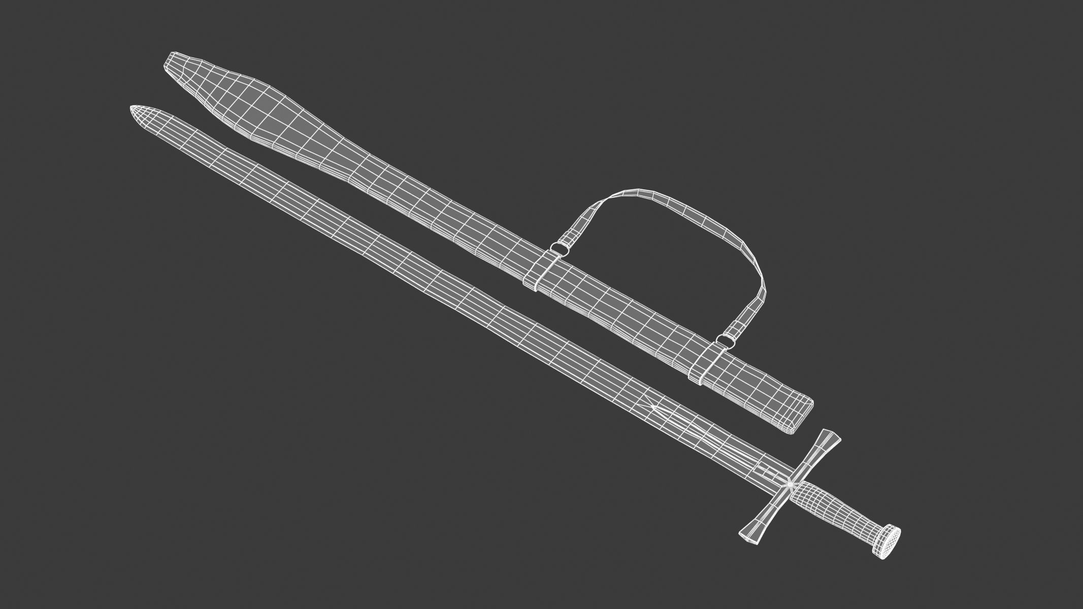 Kaskara medieval sword Low-poly 3D model_6