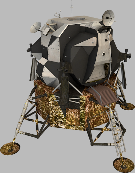 ALSEP and Lunar Module Low-poly 3D model_1