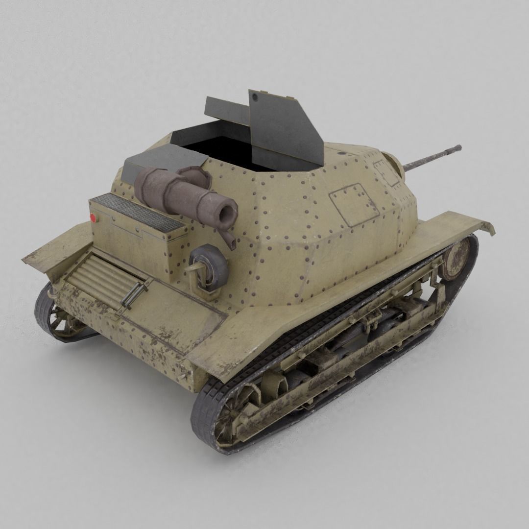 TKS tankette 20mm Low-poly 3D model_7