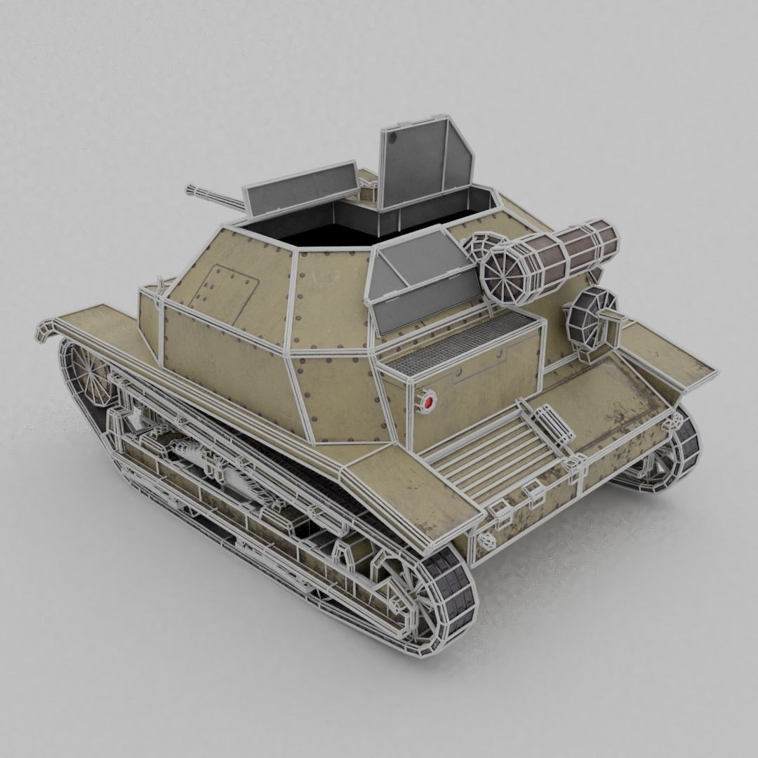 TKS tankette 20mm Low-poly 3D model_10