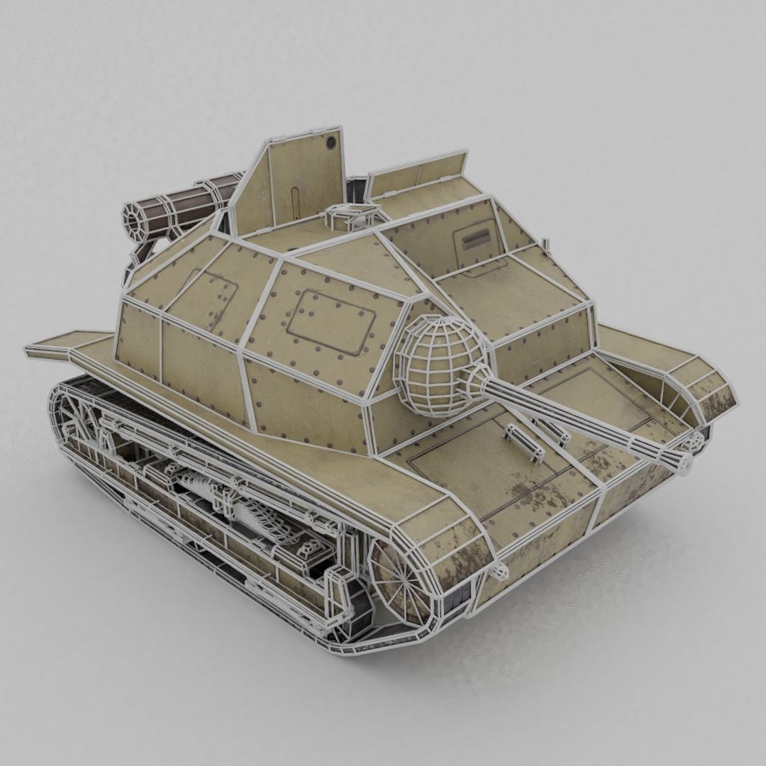 TKS tankette 20mm Low-poly 3D model_6
