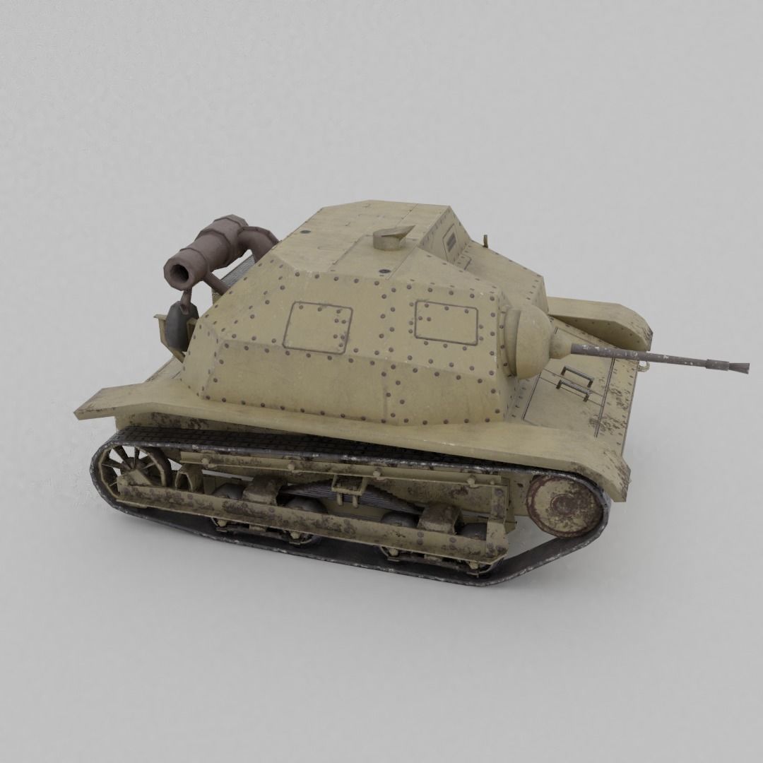 TKS tankette 20mm Low-poly 3D model_25