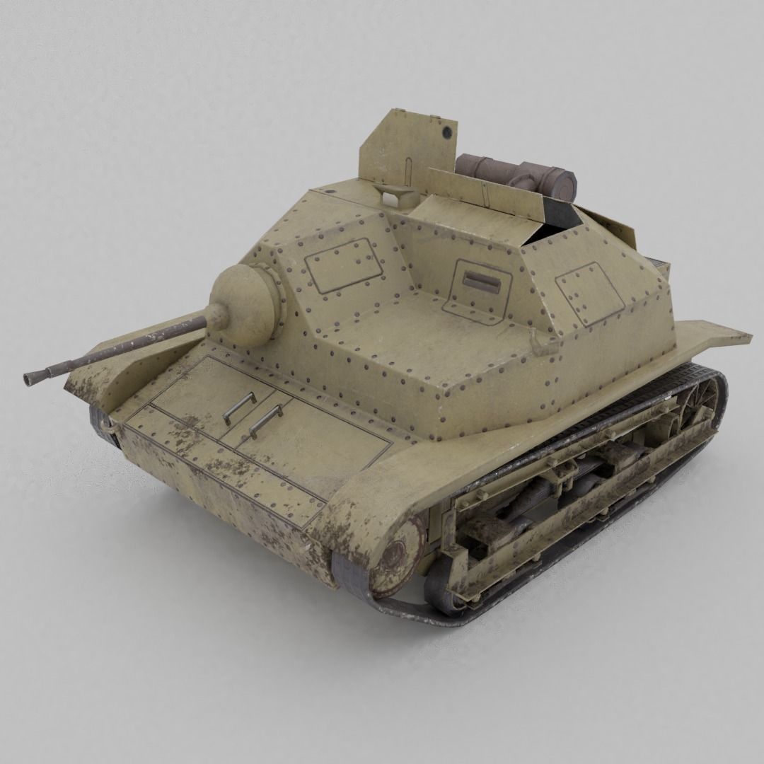 TKS tankette 20mm Low-poly 3D model_3