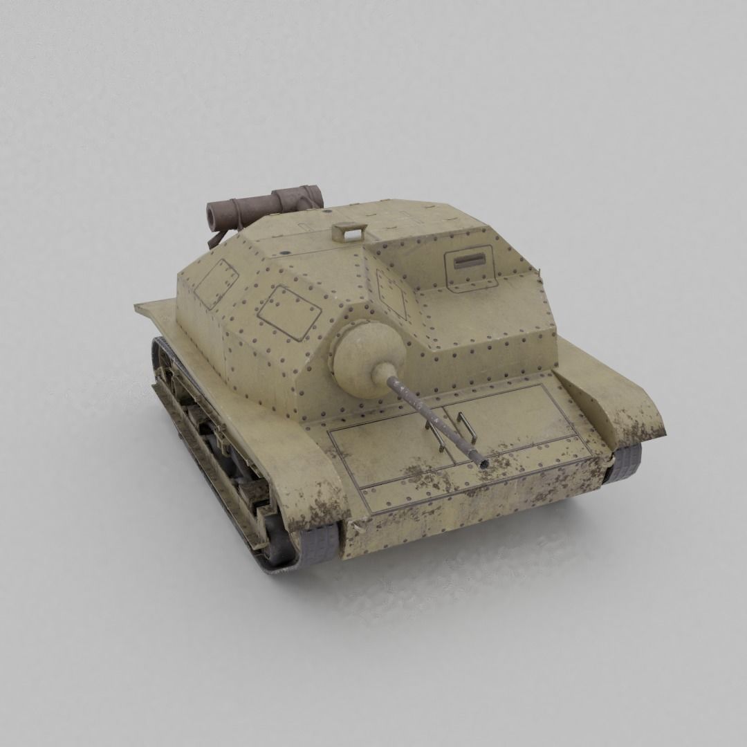 TKS tankette 20mm Low-poly 3D model_13